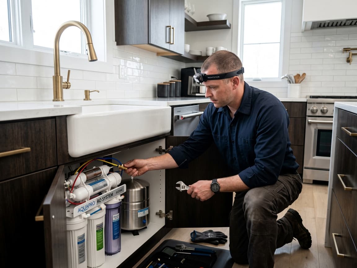 Plumber performing kitchen plumbing and drain service in Spring Hill, TN